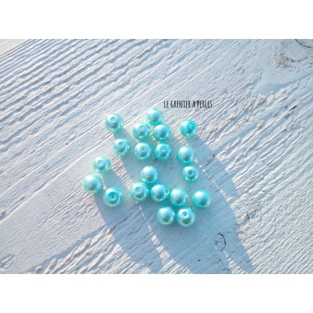 Perles Rondes 8 mm Nacrées Turquoise  x 20