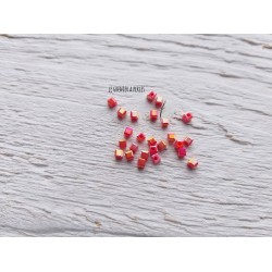 Perles CUBES 2 mm Red Opaque AB  x 25