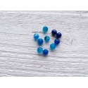 10 Perles Dragon's veins Agate 6 mm * Bleu