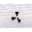 2 Petits Pompons coton * Noir * 1 cm