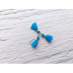 2 Petits Pompons coton * Bleu * 1 cm