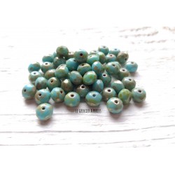 10 Abacus 5 x 7 mm Tchèques * Turquoise et Picasso * Czech beads