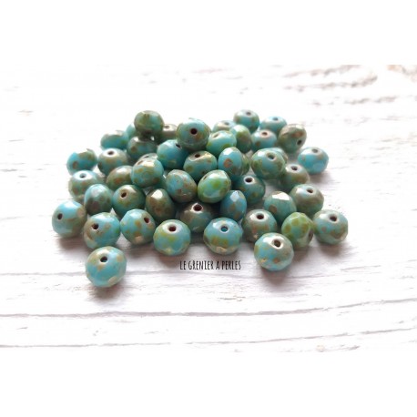 10 Abacus 5 x 7 mm Tchèques * Turquoise et Picasso * Czech beads