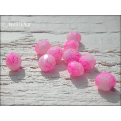 Perles ABACUS 8 mm Light Pink Tacheté X 10