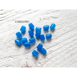 5 Perles Cylindre 6 x 8 mm Bleu indicolite