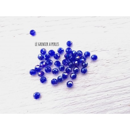 50 Perles Abacus 3 mm Bleu Foncé AB