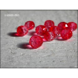 10 Perles ABACUS 8 mm Rouge Transparent Bicolore