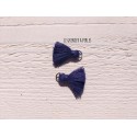 2 Petits Pompons coton * Bleu Marine * 2 cm