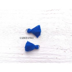 2 Petits Pompons coton * Bleu Roi * 2 cm