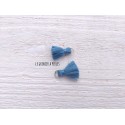 2 Petits Pompons coton * Bleu Paon * 2 cm