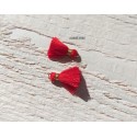 2 Petits Pompons coton * Rouge * 2 cm