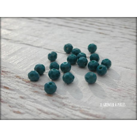 Perles Rondes Facettées 4 mm Bleu Paon X 25