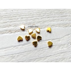 10 Perles Coeur 6 mm * Hématite 18 K gold