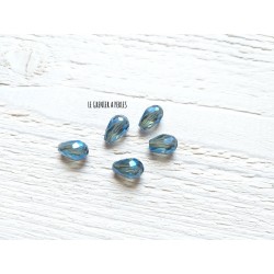 5 Perles Gouttes 12 x 8 mm Silver Blue