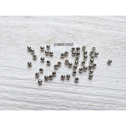 30 Perles CCB Rondes 4 mm Argent