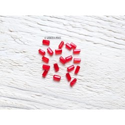 20 Perles Rectangles 7 x 3 mm Rouge