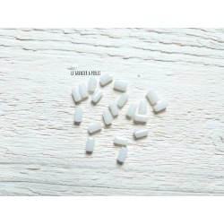 20 Perles Rectangles 7 x 3 mm Blanc