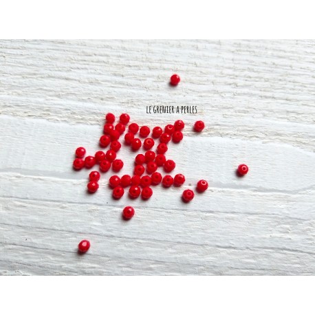 50 Perles Abacus 3 mm Red Opaque