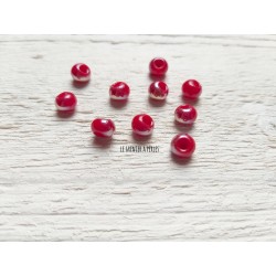 10 Perles Dôme 6 mm Rouge Irisé