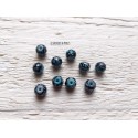 10 Perles Rondes 6 mm Bleu et noir Tâcheté