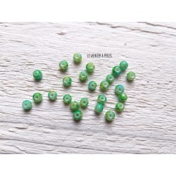 25 Perles Rondes Plates 4 mm Marbrées Vert