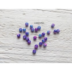 25 Perles Rondes Plates 4 mm Marbrées Violet