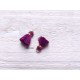 2 Petits Pompons coton * Aubergine  * 1.5 cm
