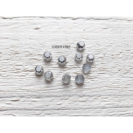 10 Perles Palet 6 mm Gris Irisé AB