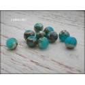 10 Perles Rondes Facettées 8 mm Turquoise Opal AB