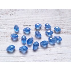 5 Perles Gouttes 12 x 8 mm Bleu Sapphir AB