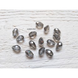 5 Perles Gouttes 12 x 8 mm Cristal Silver