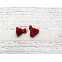 2 Petits Pompons coton * Rouge Brique  * 1.5 cm