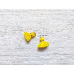 2 Petits Pompons coton * Jaune Canard * 1.5 cm