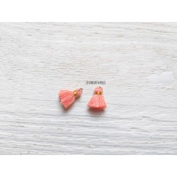 2 Petits Pompons coton * Rose Saumon  * 1.5 cm