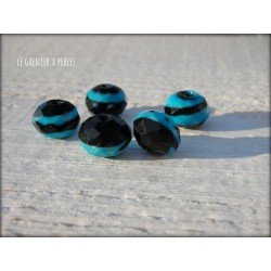Perles ABACUS 12 mm Bleu et Noir x 5