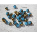 25 Perles Abacus 4 mm Bleu opaque & Doré
