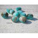 10 Perles ABACUS 8 mm Marbrée Turquoise Marron