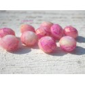 10 Perles ABACUS 8 mm Rose Scintillant Marbrées