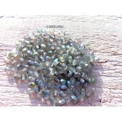 50 Facettes 4 mm ETCHED CRYSTAL BLUE RAINBOW ( 98588 )