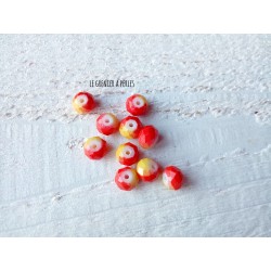 10 Perles ABACUS 8 mm Rouge Orangé