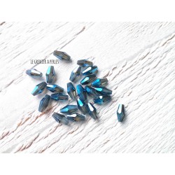 10 Perles Ogives Facettées Bleu AB * 4 x 8 mm