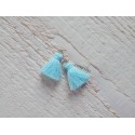 2 Petits Pompons coton * Turquoise * 2 cm