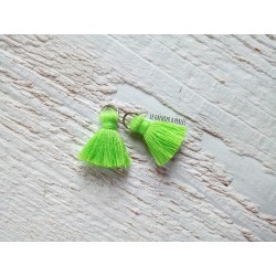2 Petits Pompons coton * Vert Fluo * 2 cm