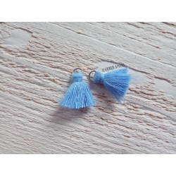2 Petits Pompons coton * Bleu Pastel * 2 cm