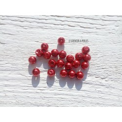 Perles Rondes 8 mm Nacrées Rouge  x 20