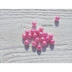Perles Rondes 8 mm Nacrées Rose  x 20