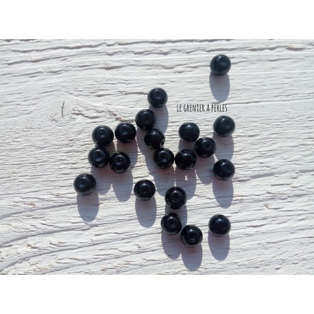 Perles Rondes 8 mm Nacrées Noir  x 20