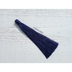 Grand pompon en coton * Bleu Marine 12 cm