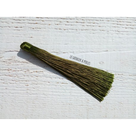 Grand pompon en coton * Vert Olive 12 cm