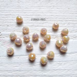 5 Perles Poires 8 mm Beige Irisé AB